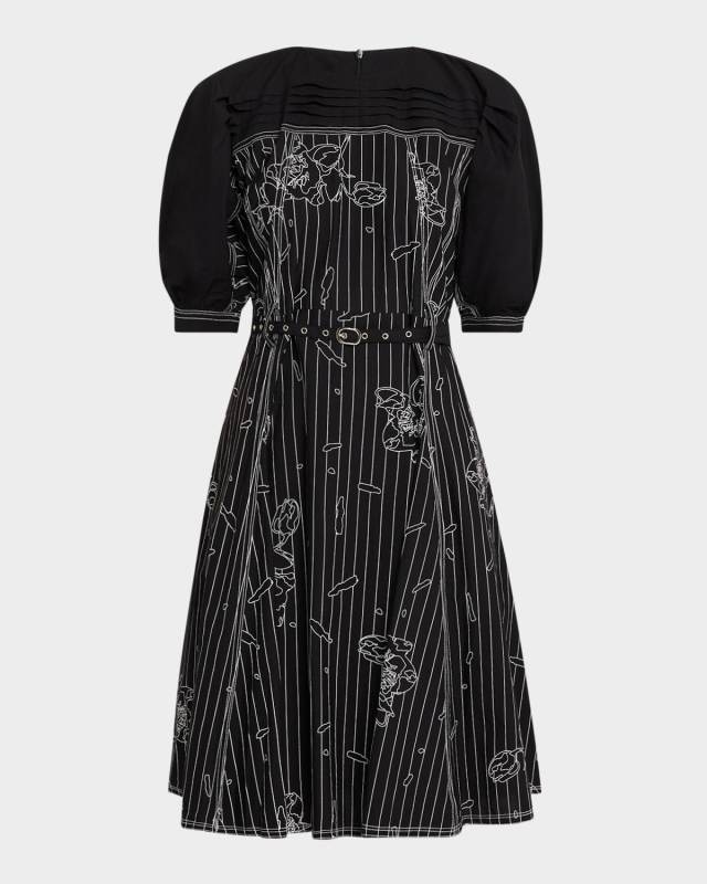 Vienna Embroidered Puff-Sleeve Dress